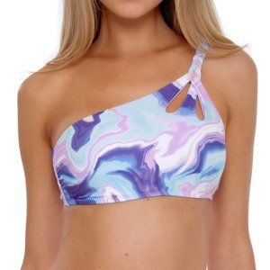 Becca Blue Agate Kimberly Asymmetrical Swim Bikini Top Size Medium
